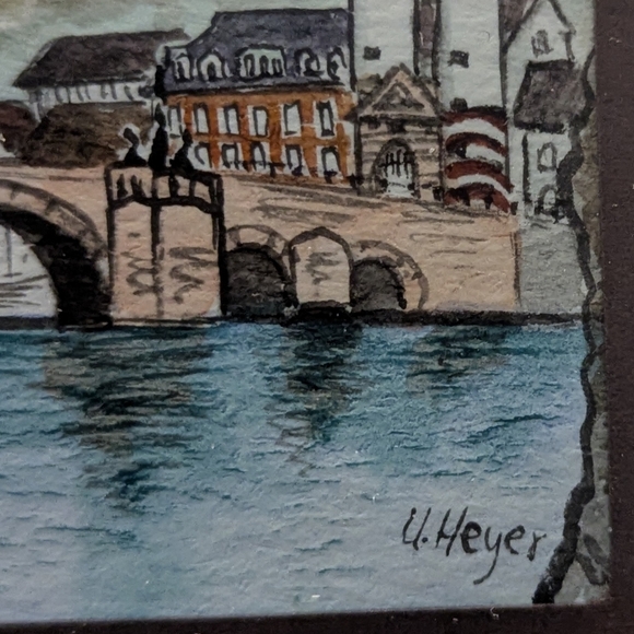 Mini Framed Watercolor Art Heidelberg Signed - Picture 3 of 5